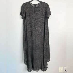 BITTE KAI RAND Size M • Black Velvet Textures Sheer Short Sleeve Long Dress.